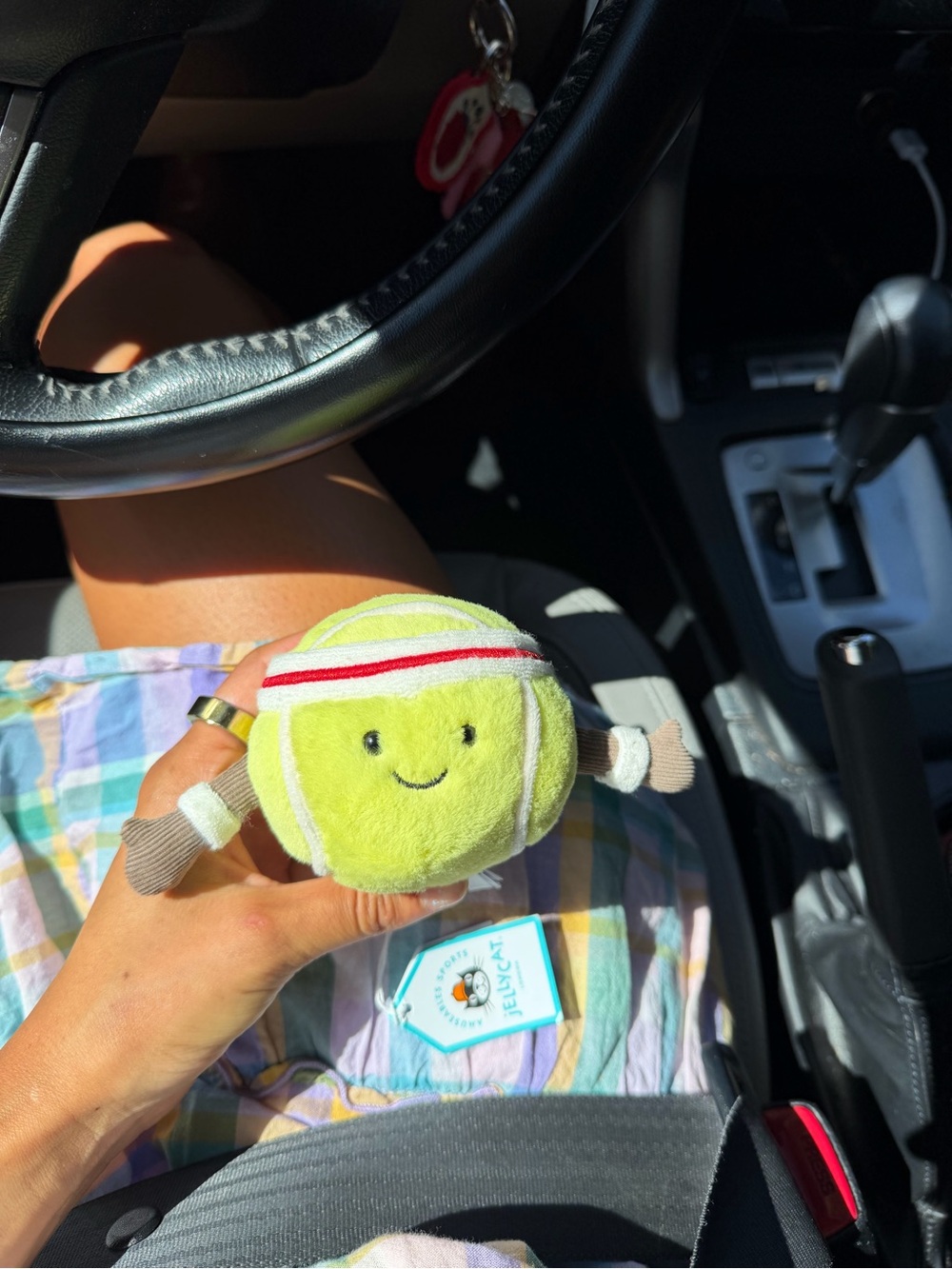 JellyCat Tennis Ball Lime Green Smiley